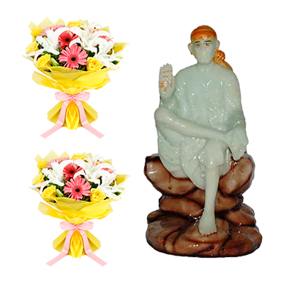 "Saibaba SA-78 Radium Idol, Flower Bunches - Click here to View more details about this Product